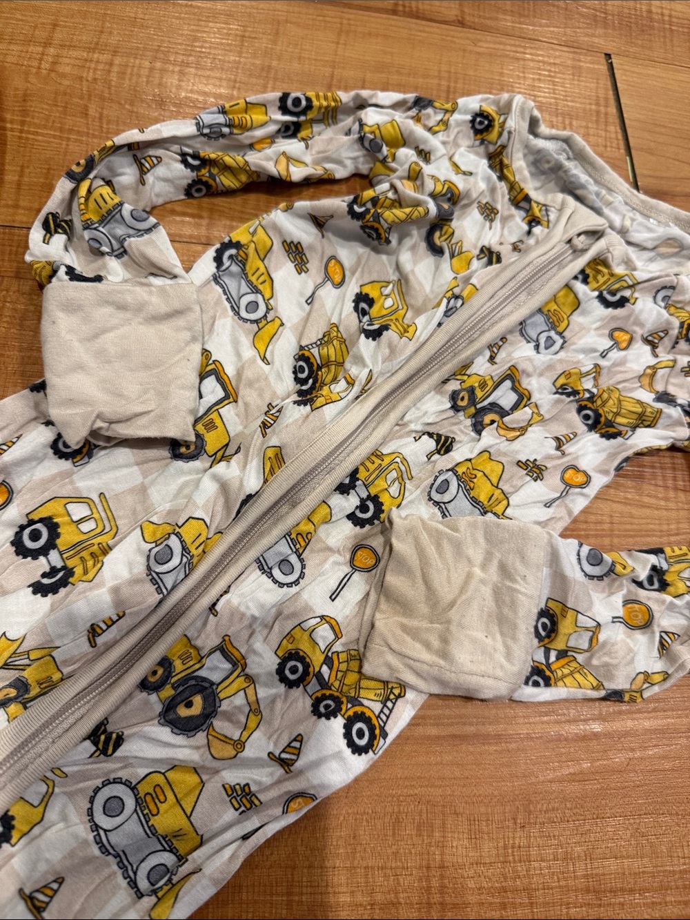 Construction Truck Zip-Up Baby Sleeper - Yellow & White